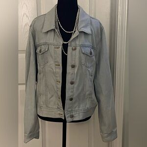 Ashley Vintage Charm Light Denim Jacket - Classic Button-Front Jean Jacket L